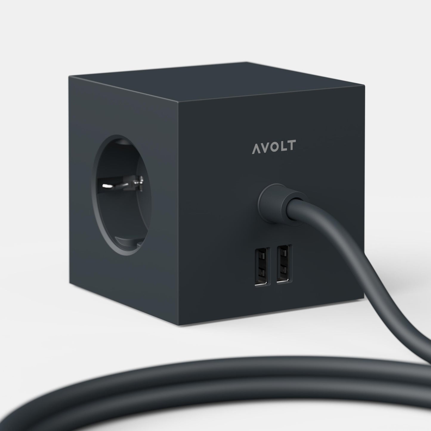 Stockholm Black Avolt Square 1 jatkojohto usb 3
