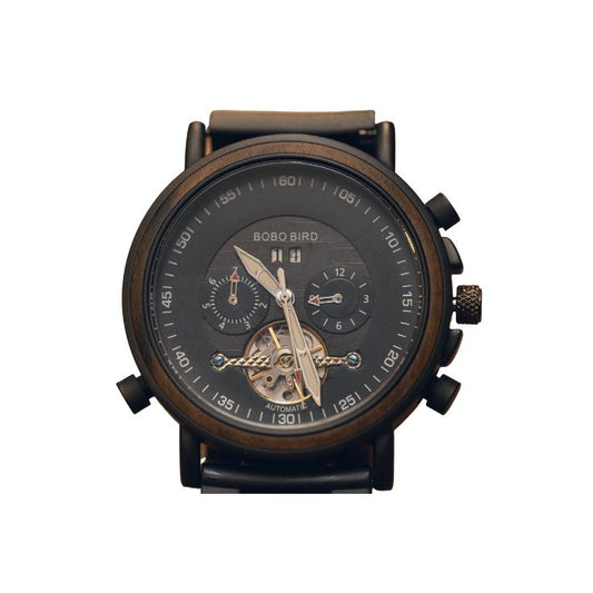 musta puinen rannekello bobo bird