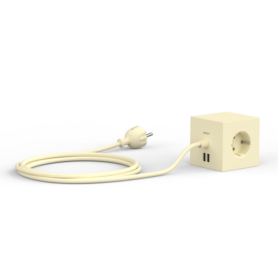 Avolt Square 1 USB - A jatkojohto 1,8m | Keltainen | Ice Yellow - Dekoja.net