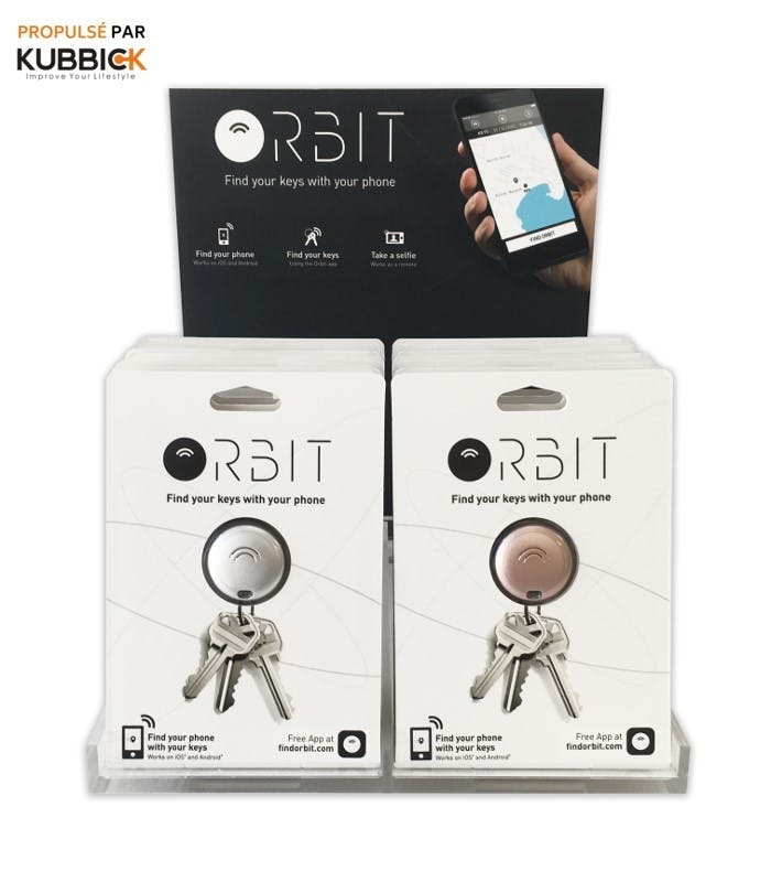 orbitkey 2 osainen musta myyntiteline edestä