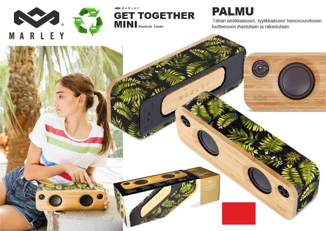 House of Marleyn Get Together Mini -bluetooth-kaiutin palmu – Kristallinkirkas ääni, kestävä muotoilu ja langaton vapaus