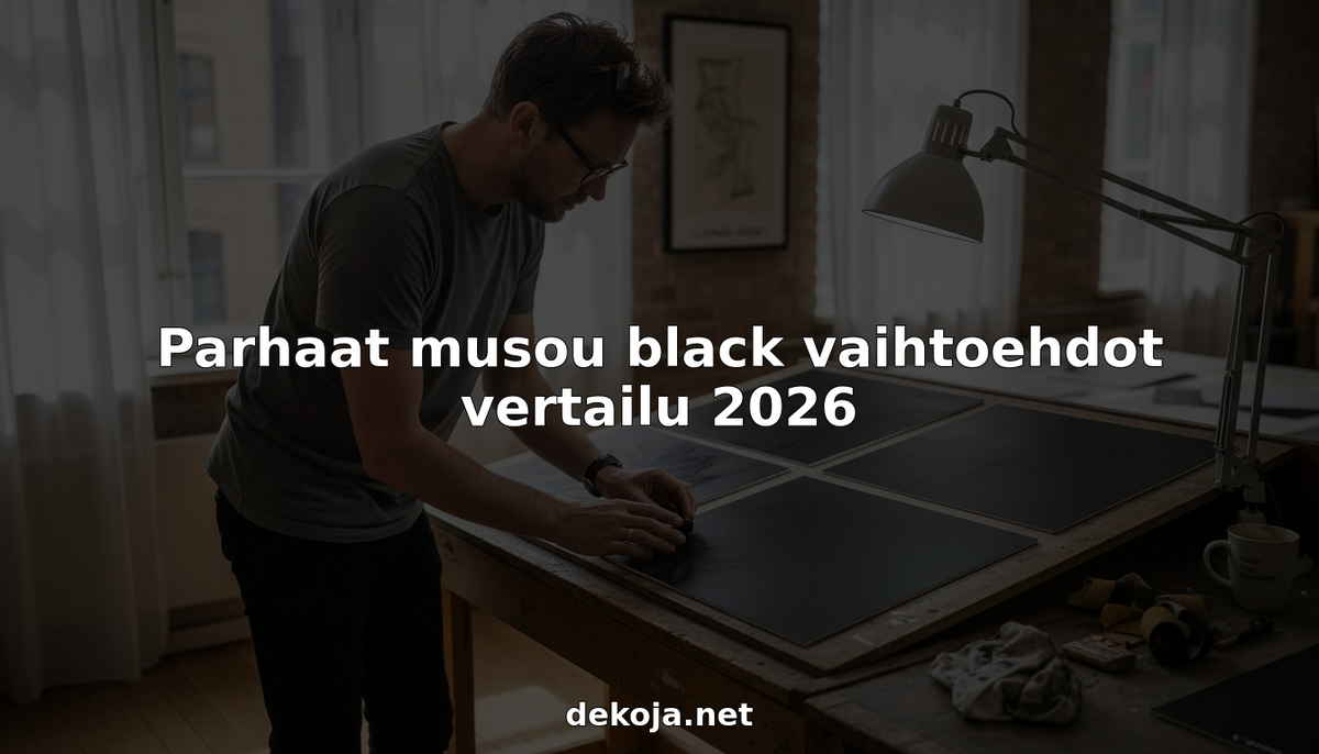 Muotoilija vertailee eri ultramustien maalien sävyjä.