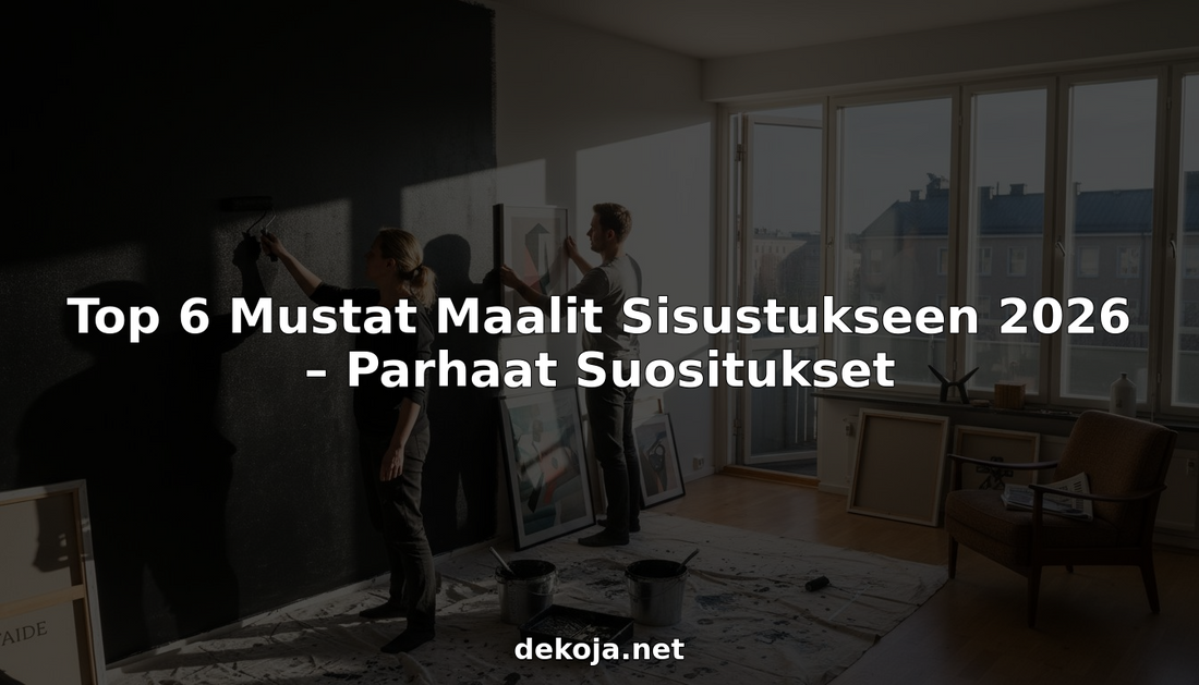 Pariskunta maalaa olohuoneen seinää mustaksi modernissa kodissa.