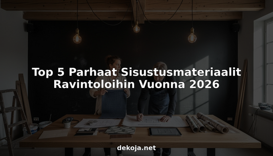 Sisustussuunnittelijat käyvät paikan päällä arvioimassa ravintolan materiaalivalintoja.