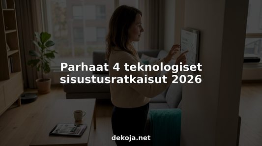 Nainen ohjaa älykästä paneelia modernissa olohuoneessa.