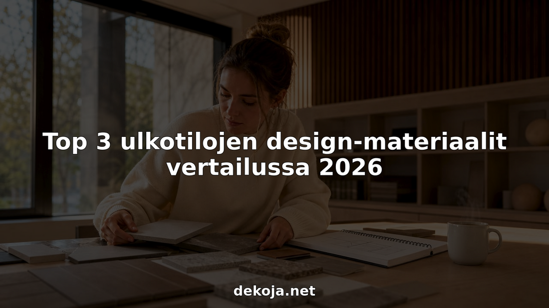 Arkkitehti tutkii ulkotilojen materiaalinäytteitä toimistolla.