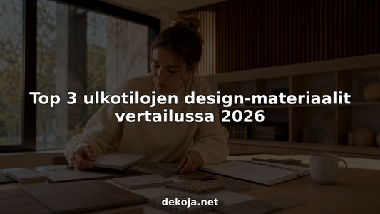 Arkkitehti tutkii ulkotilojen materiaalinäytteitä toimistolla.