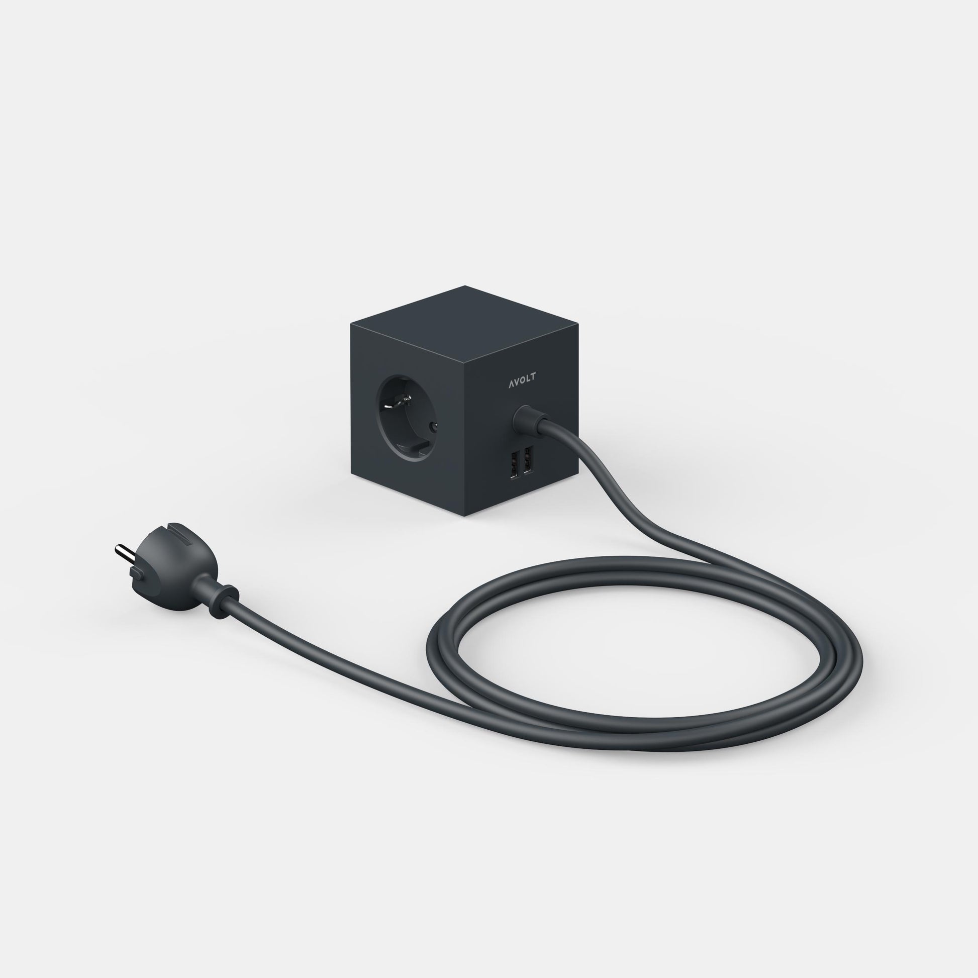 Stockholm Black Avolt Square 1 jatkojohto usb 1