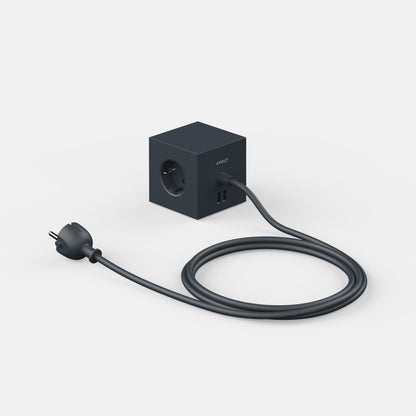 Stockholm Black Avolt Square 1 jatkojohto usb 1