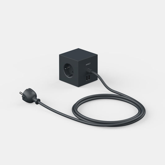 Stockholm Black Avolt Square 1 jatkojohto usb 1