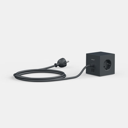 Stockholm Black Avolt Square 1 jatkojohto usb 4