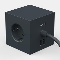 Stockholm Black Avolt Square 1 jatkojohto usb 5