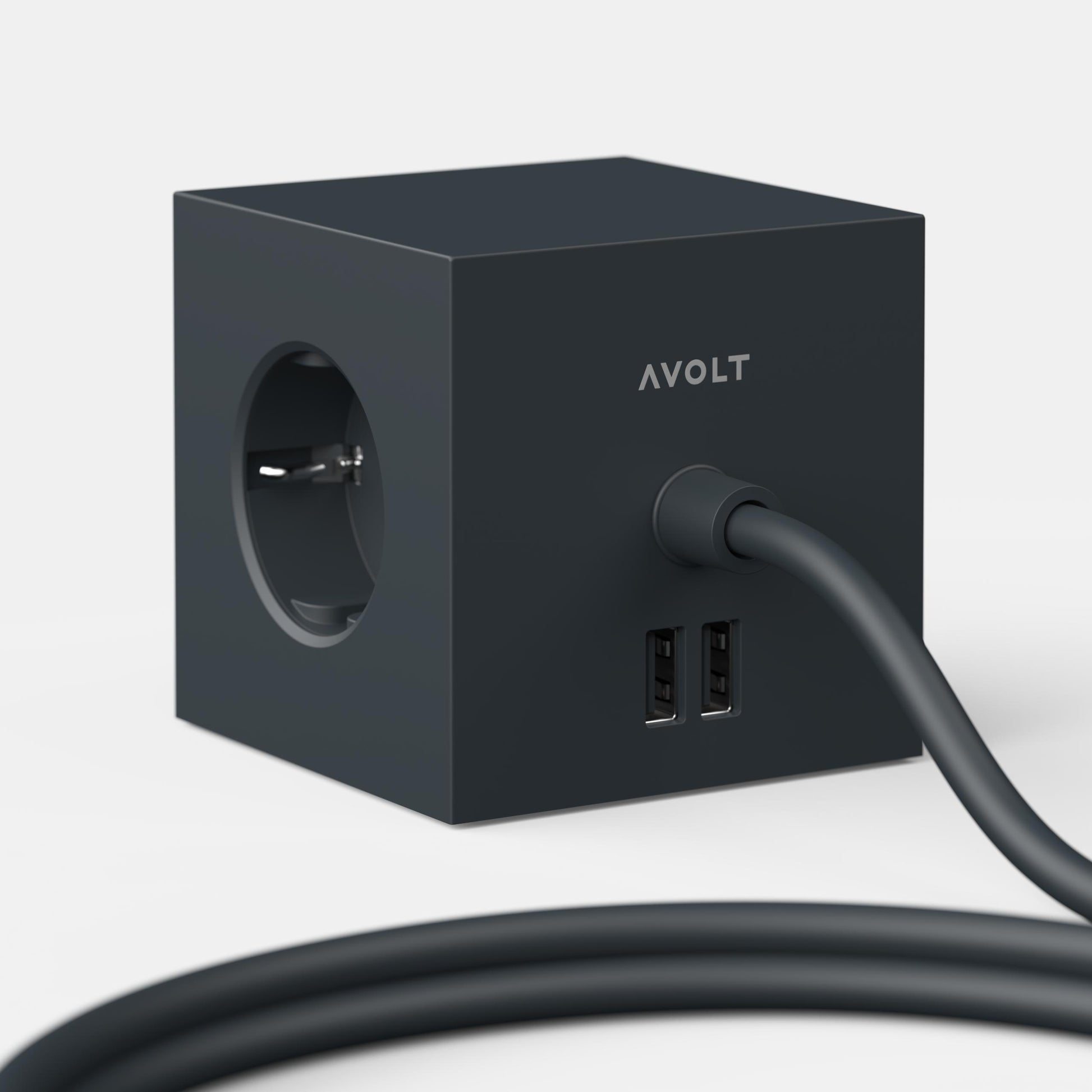 Stockholm Black Avolt Square 1 jatkojohto usb 3