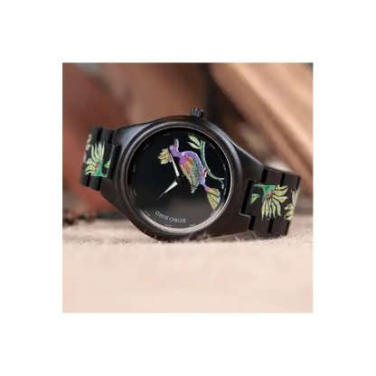 Bobo Bird Ebony Bird naisten puukello, jonka kuvioinnissa lintu. NoinWebstore.com