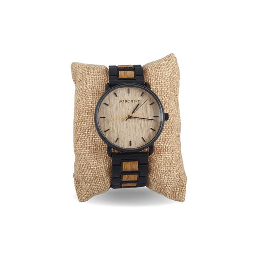 Bobo Bird Walnut miesten rannekello pähkinäpuusta ja mustasta ruostumattomasta teräksestä. NoinWebstore.com