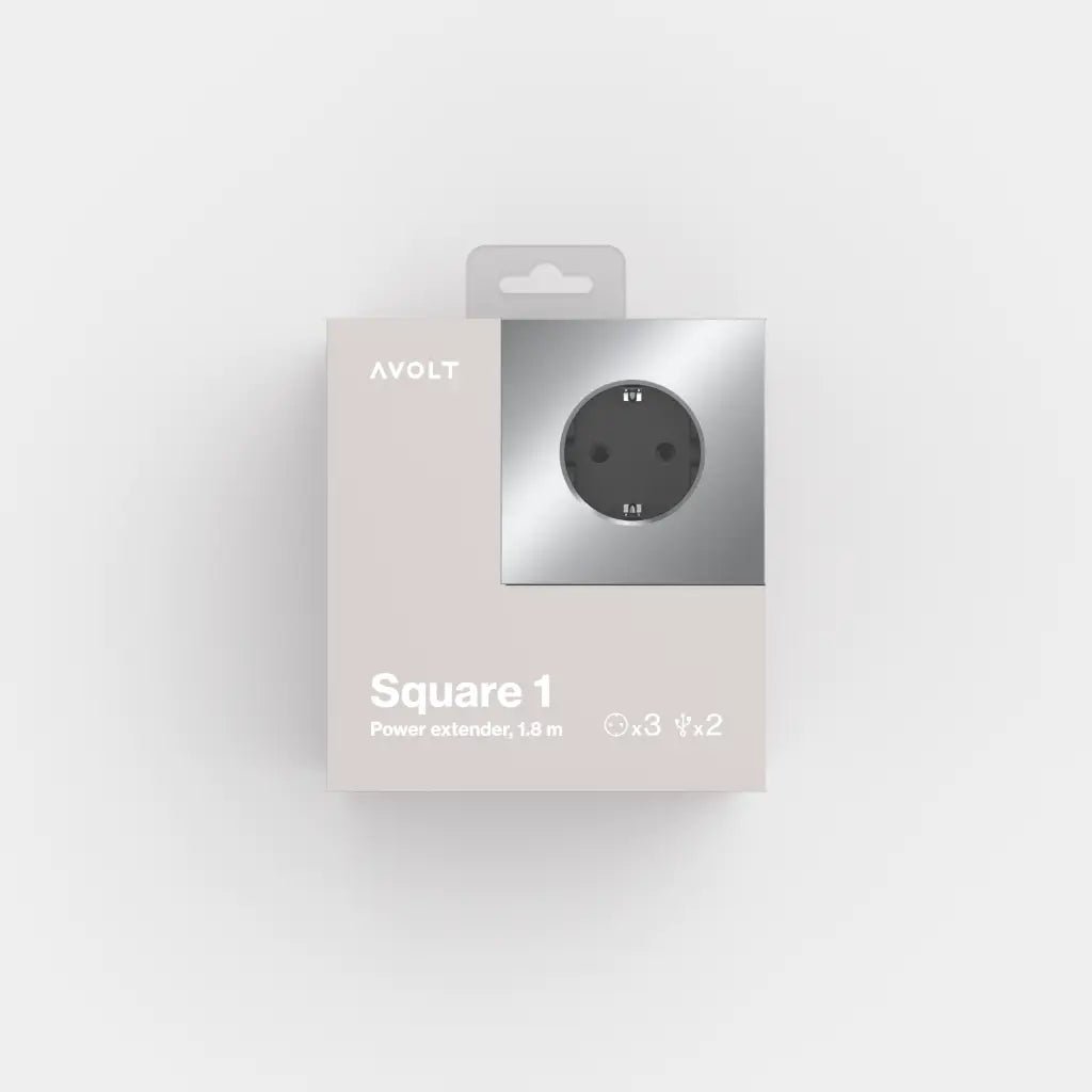 Avolt Square 1 USB - A jatkojohto 1,8m | Alumiini | Aluminium - Dekoja.net