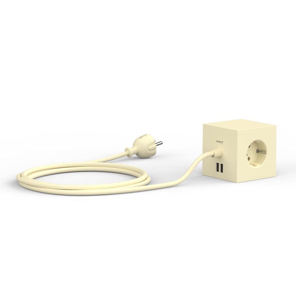 Avolt Square 1 USB - A jatkojohto 1,8m | Keltainen | Ice Yellow - Dekoja.net