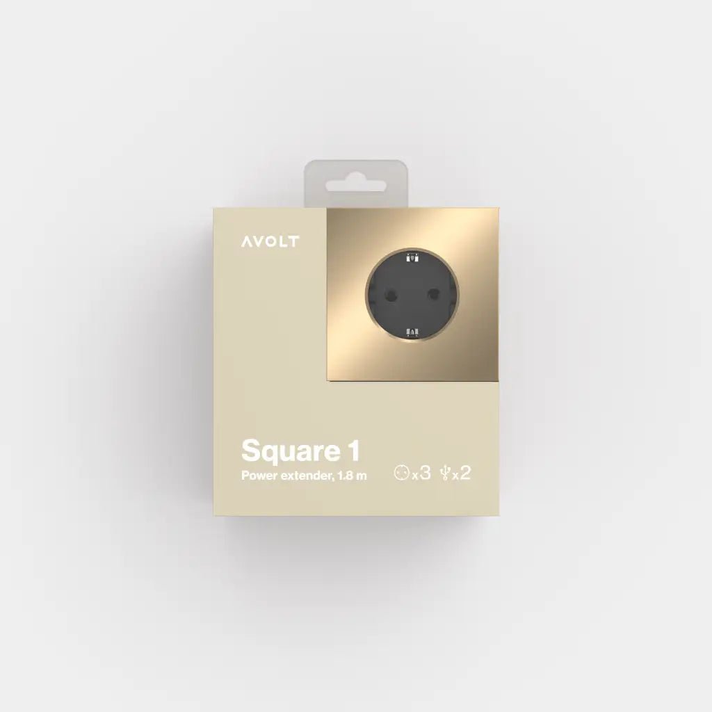 Avolt Square 1 USB - A jatkojohto 1,8m | Messinki | Brass Finnished - Dekoja.net