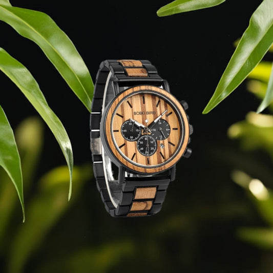 Bobo Bird Zebra wooden watch