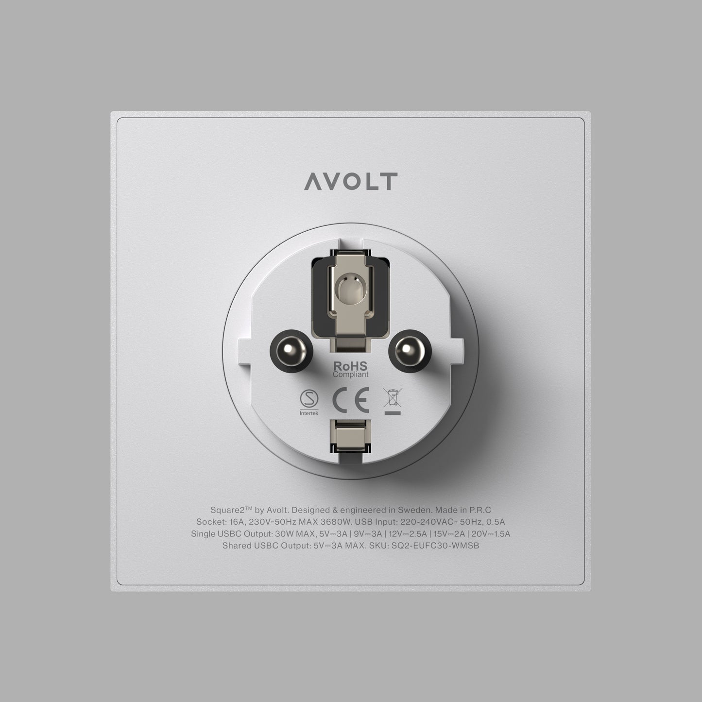 Avolt Square 2 USB -C seinäpistorasia | Gotland Grey