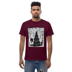 Musou Tower unisex T-paita, viininpunainen – edestä
