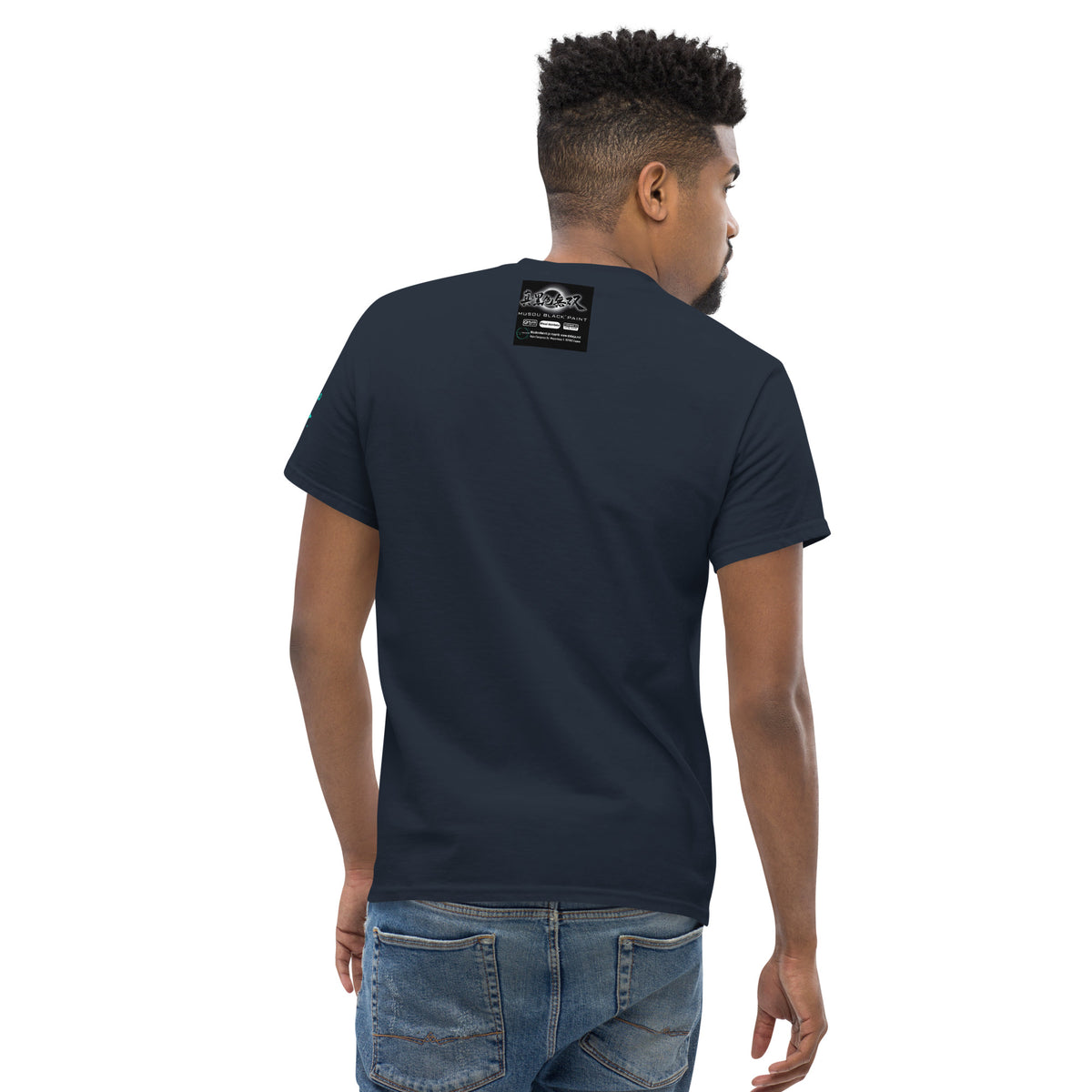 Musou Tower unisex T-shirt – close-up of fabric and print