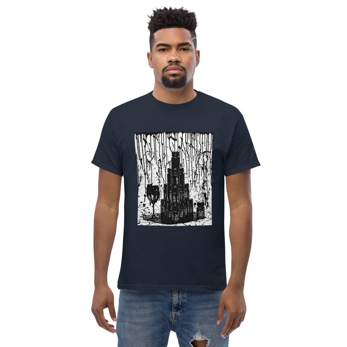 Musou Tower unisex T-paita, laivastonsininen – edestä