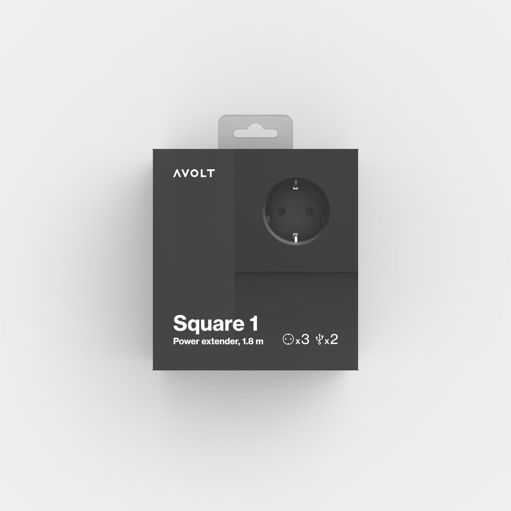 Stockholm Black Avolt Square 1 jatkojohto usb paketissa 12