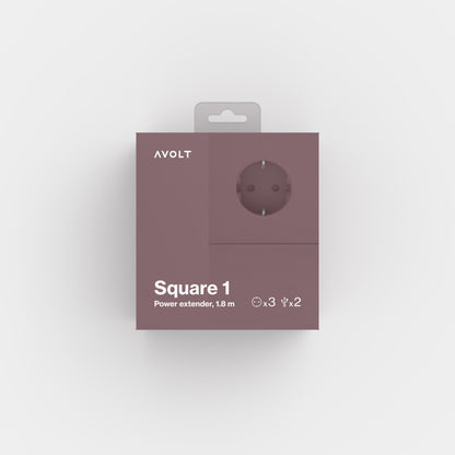 Rusty red avolt square 1 jatkojohto pistorasia myyntipakkauksessa 3