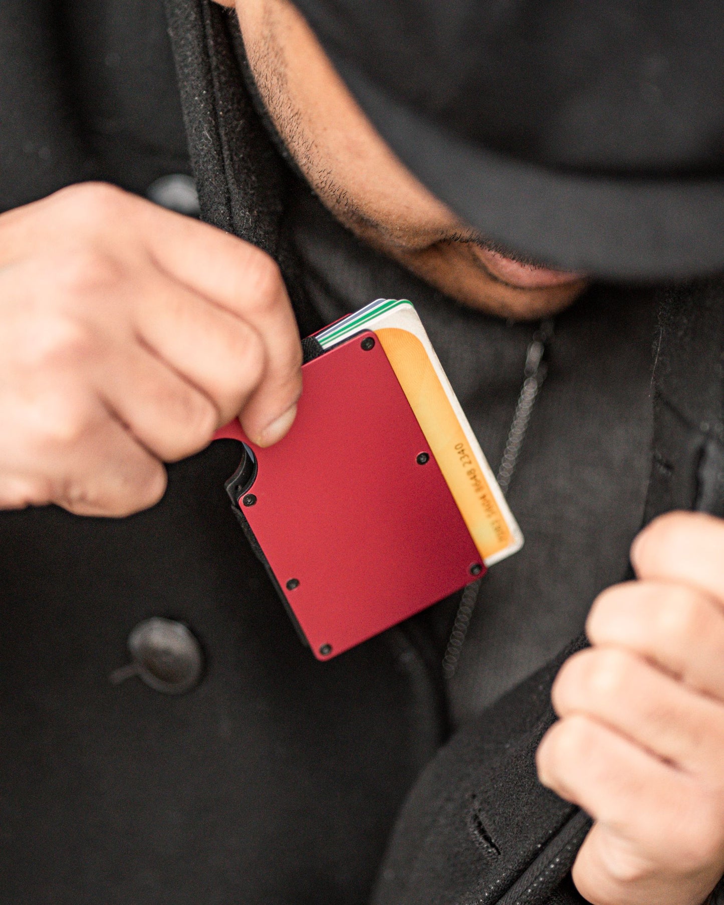 Bordeaux red card wallet - Stylish and practical RFID card case 