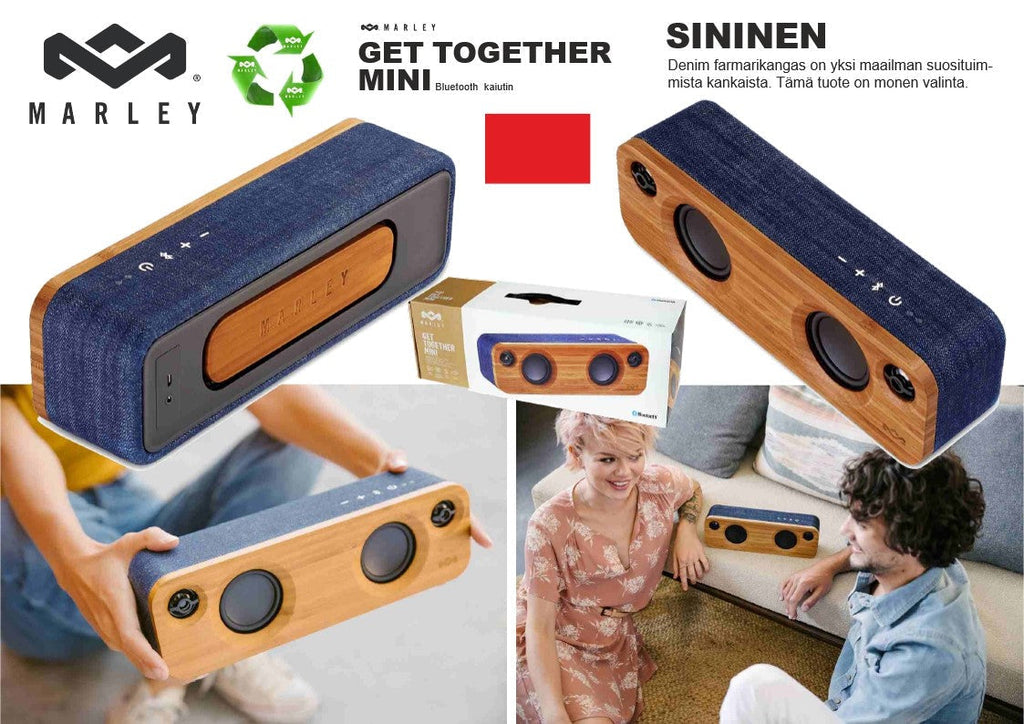 House of Marleyn Get Together Mini -bluetooth kaiutin Denim – Kristallinkirkas ääni, kestävä muotoilu ja langaton vapaus