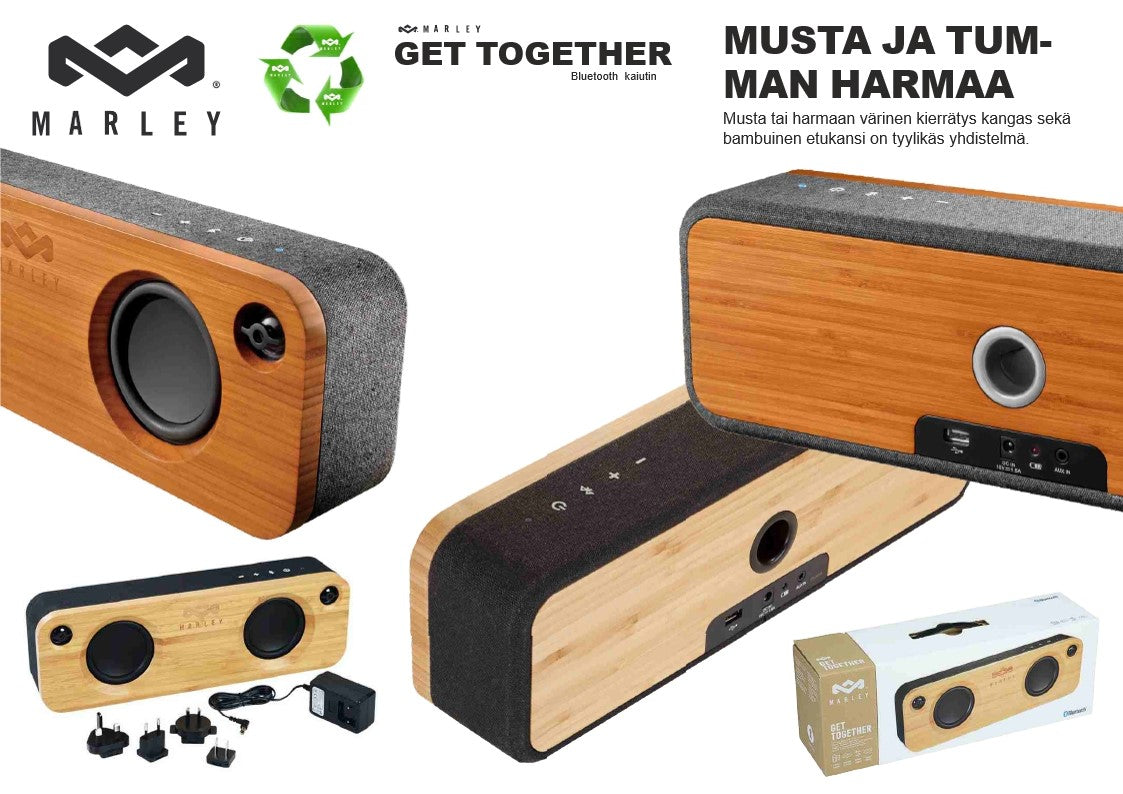 House of Marleyn Get Together Bluetooth-kaiutin musta – nauti kristallinkirkkaasta äänestä ja tyylikkäästä muotoilusta