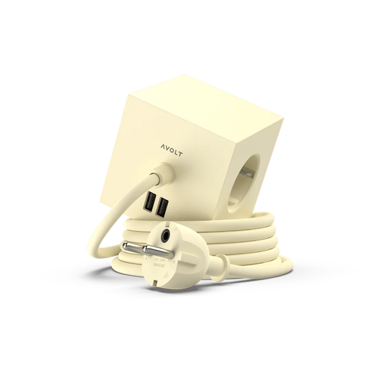 Avolt Square 1 USB - A jatkojohto 1,8m | Keltainen | Ice Yellow - Dekoja.net